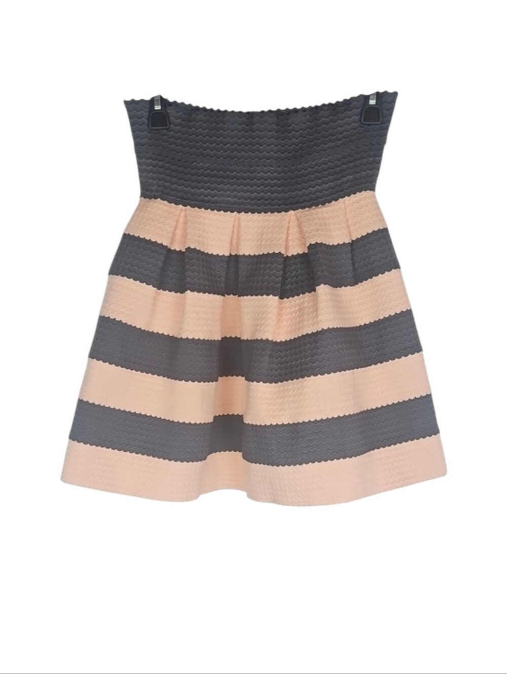Women's Structured Balletcore Striped Mini Skirt High Waist Gray Pastel Peach XS